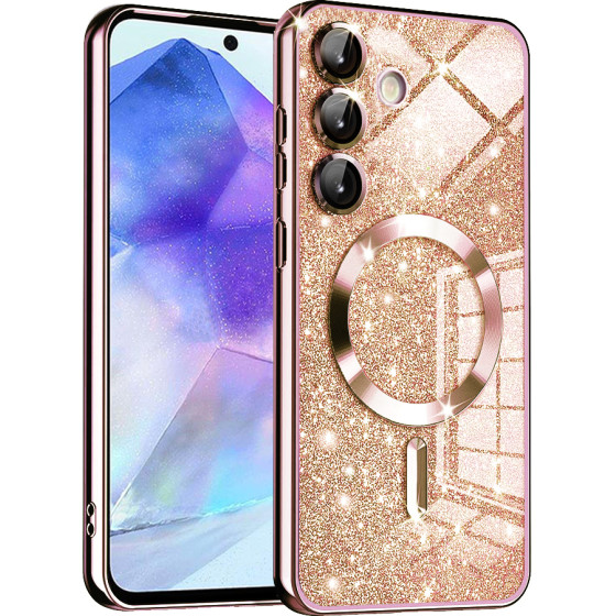 Techsuit - Luxury Glitter MagSafe - Samsung Galaxy A55 5G - Rose Gold