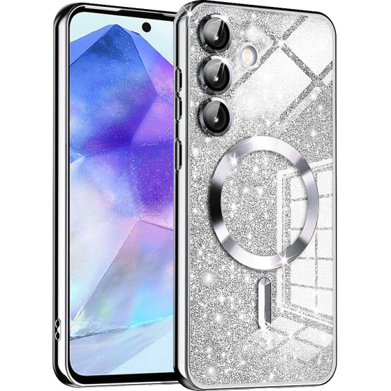 Techsuit - Luxury Glitter MagSafe - Samsung Galaxy A55 5G - Silver