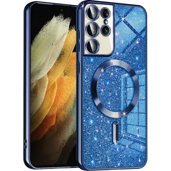 Techsuit - Luxury Glitter MagSafe - Samsung Galaxy S21 Ultra 5G - Deep Blue