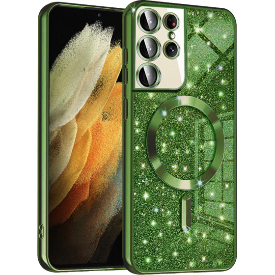 Techsuit - Luxury Glitter MagSafe - Samsung Galaxy S21 Ultra 5G - Deep Green