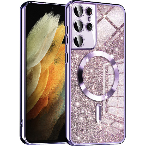 Techsuit - Luxury Glitter MagSafe - Samsung Galaxy S21 Ultra 5G - Light Purple