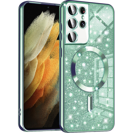 Techsuit - Luxury Glitter MagSafe - Samsung Galaxy S21 Ultra 5G - Light Green