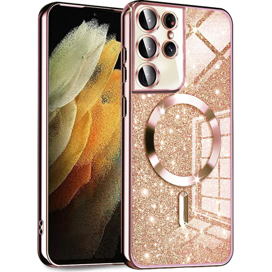 Techsuit - Luxury Glitter MagSafe - Samsung Galaxy S21 Ultra 5G - Rose Gold