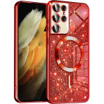 Techsuit - Luxury Glitter MagSafe - Samsung Galaxy S21 Ultra 5G - Red