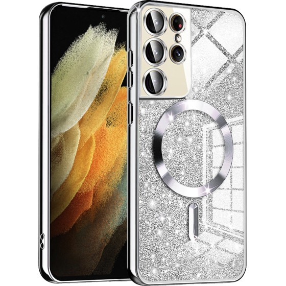 Techsuit - Luxury Glitter MagSafe - Samsung Galaxy S21 Ultra 5G - Silver