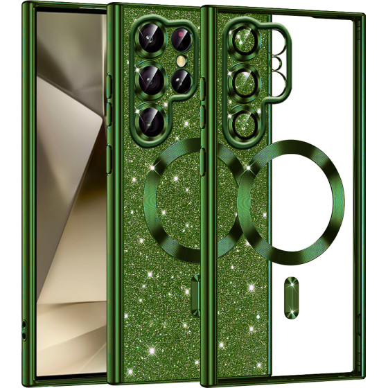 Techsuit - Luxury Glitter MagSafe - Samsung Galaxy S22 Ultra 5G - Deep Green