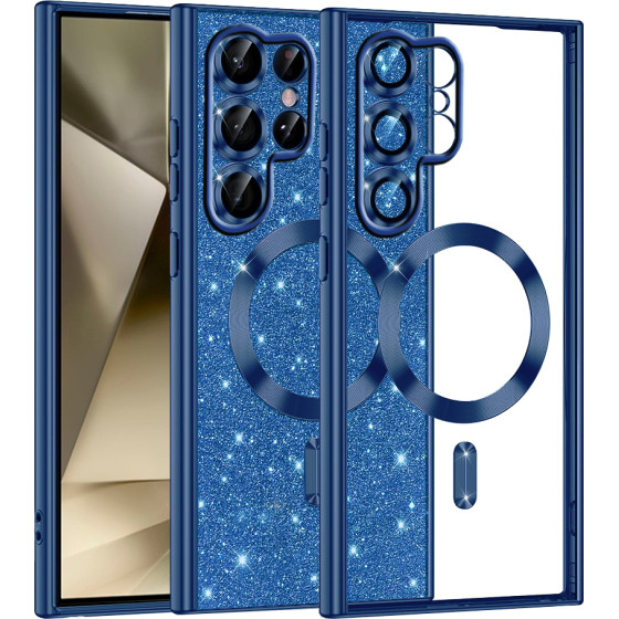 Techsuit - Luxury Glitter MagSafe - Samsung Galaxy S22 Ultra 5G - Deep Blue