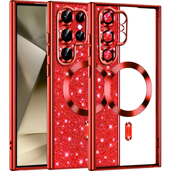 Techsuit - Luxury Glitter MagSafe - Samsung Galaxy S22 Ultra 5G - Red