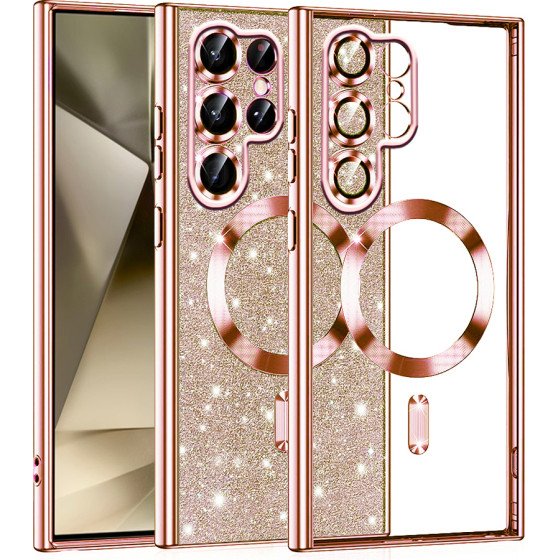 Techsuit - Luxury Glitter MagSafe - Samsung Galaxy S22 Ultra 5G - Rose Gold