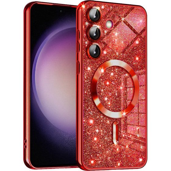 Techsuit - Luxury Glitter MagSafe - Samsung Galaxy S23 FE - Red