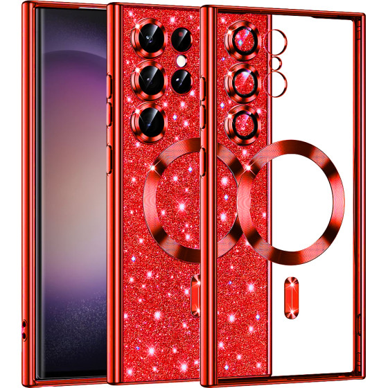 Techsuit - Luxury Glitter MagSafe - Samsung Galaxy S23 Ultra - Red