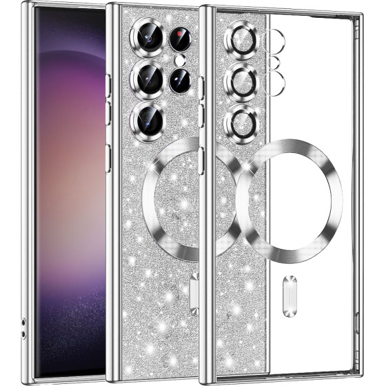 Techsuit - Luxury Glitter MagSafe - Samsung Galaxy S23 Ultra - Silver