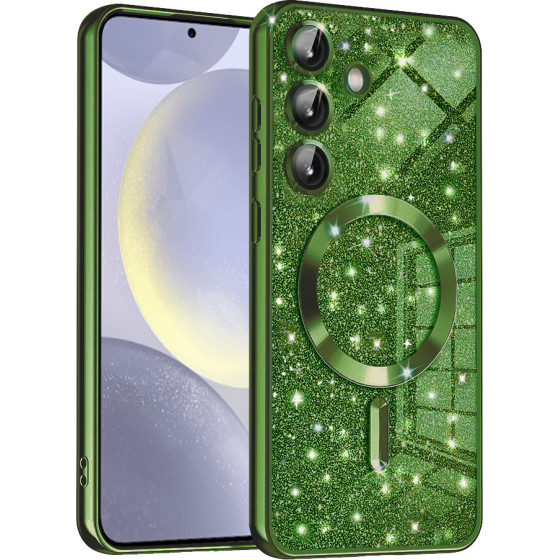 Techsuit - Luxury Glitter MagSafe - Samsung Galaxy S24 Plus - Deep Green