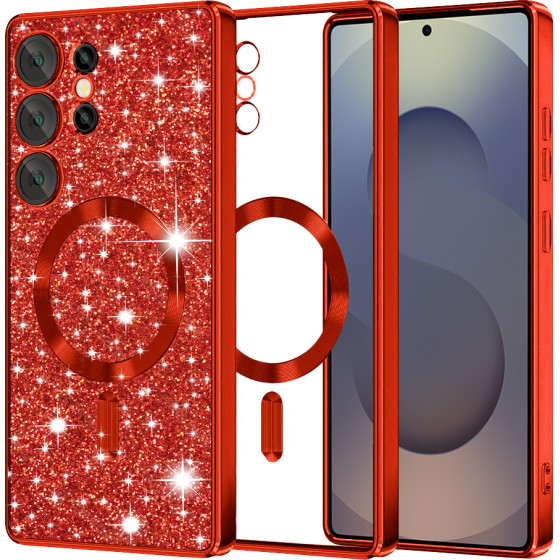 Techsuit - Luxury Glitter MagSafe - Samsung Galaxy S25 Ultra - Red