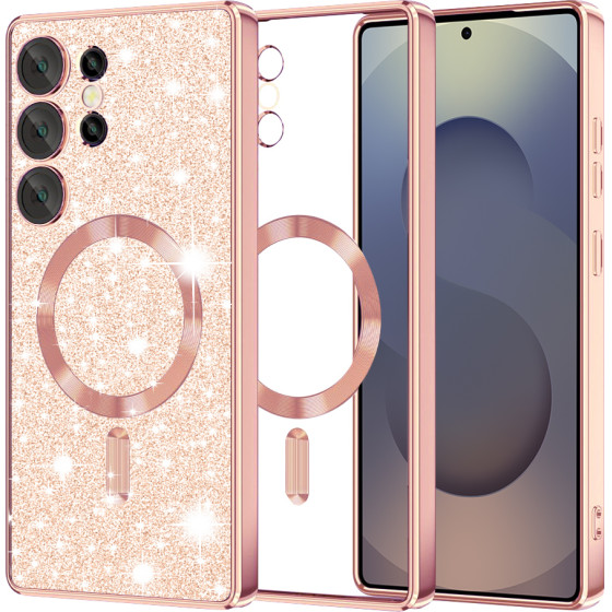 Techsuit - Luxury Glitter MagSafe - Samsung Galaxy S25 Ultra - Rose Gold