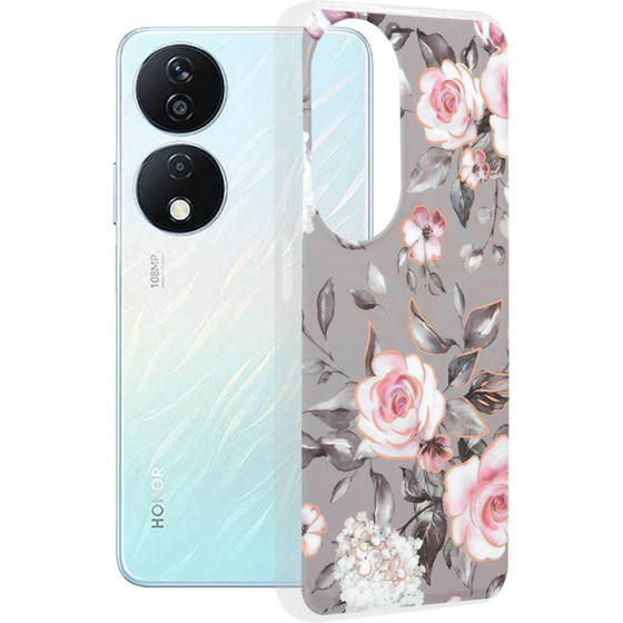 Techsuit - Marble Series - Honor X7b / X7b 5G / 90 SMART - Bloom of Ruth Gray