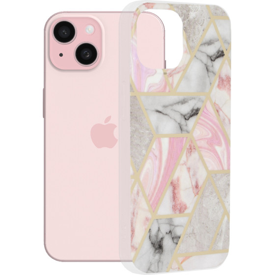 Techsuit - Marble Series - iPhone 15 - Pink Hex