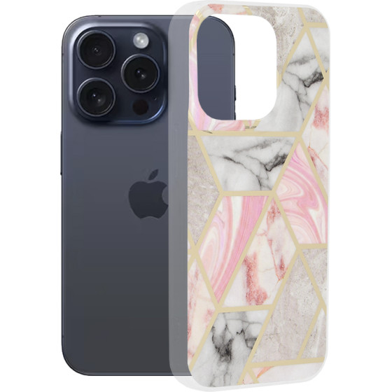 Techsuit - Marble Series - iPhone 15 Pro - Pink Hex