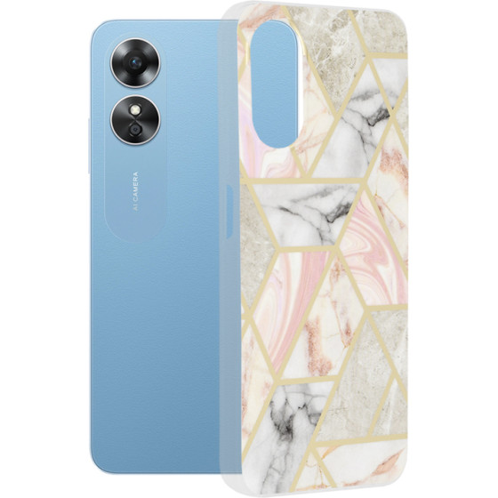 Techsuit - Marble Series - Oppo A17 - Pink Hex