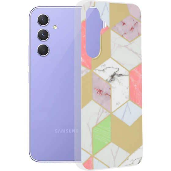 Techsuit - Marble Series - Samsung Galaxy A54 - Purple Hex