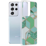 Techsuit - Marble Series - Samsung Galaxy S21 Ultra - Green Hex