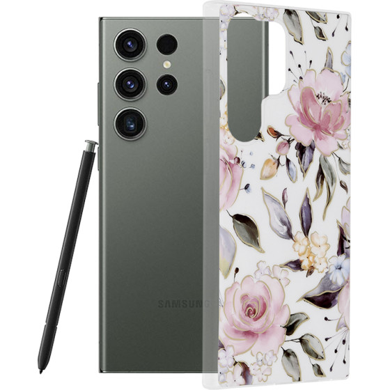 Techsuit - Marble Series - Samsung Galaxy S23 Ultra - Chloe White