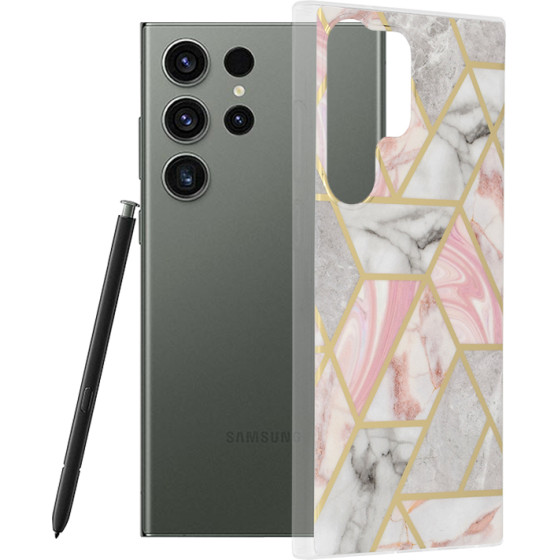 Techsuit - Marble Series - Samsung Galaxy S23 Ultra - Pink Hex