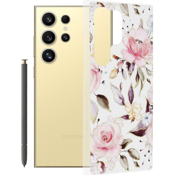 Techsuit - Marble Series - Samsung Galaxy S24 Ultra - Chloe White