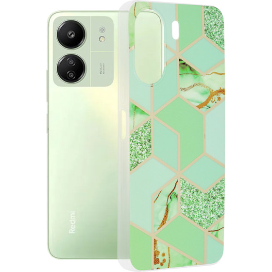 Techsuit - Marble Series - Xiaomi Redmi 13C 4G / Poco C65 - Green Hex