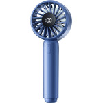 Techsuit - Mini Portable Hand Fan (CT-110) - with LED Digital Display, USB Rechargeable, High Speed - Blue