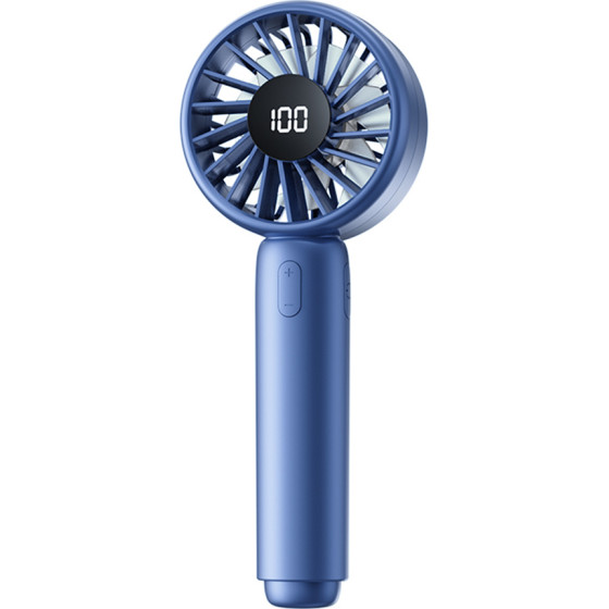 Techsuit - Mini Portable Hand Fan (CT-110) - with LED Digital Display, USB Rechargeable, High Speed - Blue