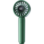 Techsuit - Mini Portable Hand Fan (CT-110) - with LED Digital Display, USB Rechargeable, High Speed - Green