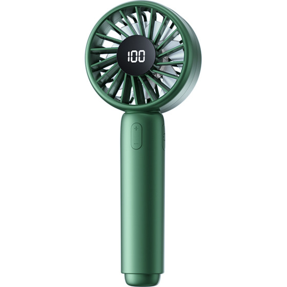 Techsuit - Mini Portable Hand Fan (CT-110) - with LED Digital Display, USB Rechargeable, High Speed - Green