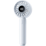 Techsuit - Mini Portable Hand Fan (CT-110) - with LED Digital Display, USB Rechargeable, High Speed - White