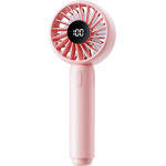 Techsuit - Mini Portable Hand Fan (CT-110) - with LED Digital Display, USB Rechargeable, High Speed - Pink