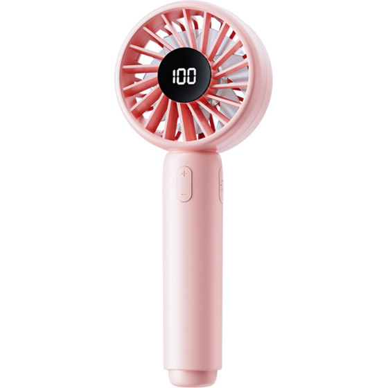 Techsuit - Mini Portable Hand Fan (CT-110) - with LED Digital Display, USB Rechargeable, High Speed - Pink