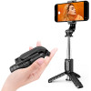 Techsuit - Mini Selfie Stick (Q11) - Stable Tripod with Bluetooth Remote Control, 360 Rotation, Stainless Steel, 74cm - Black - (Q11;TECHSUIT)