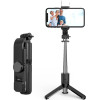 Techsuit - Mini Selfie Stick - Stable Tripod with Bluetooth Remote Control and LED Light, 75cm - Black - (L11S)