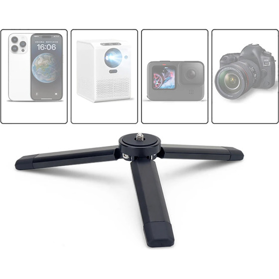 Techsuit - Mini Tripod - for Selfie Sticks, Universal, with 1/4 inch Screw, Aluminum Alloy - Black - (TPD2)