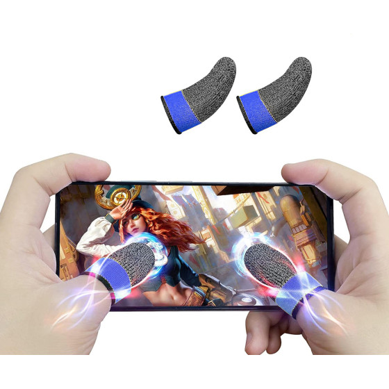 Techsuit - Mobile Gaming Finger Sleeve (FS4-01) - for Peaceful Elite, King of Glory, Anti-Sweat - Blue
