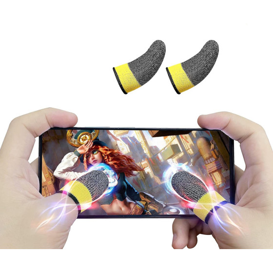 Techsuit - Mobile Gaming Finger Sleeve (FS4-02) - for Peaceful Elite, King of Glory, Anti-Sweat - Yellow