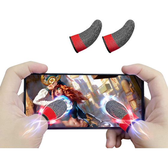 Techsuit - Mobile Gaming Finger Sleeve (FS4-03) - for Peaceful Elite, King of Glory, Anti-Sweat - Red