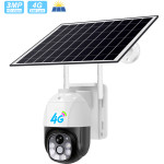 Techsuit - Outdoor Solar Camera (VC9-4G) - Full HD, Night Vision, Motion Detection, Alarm, Sim Card, Waterproof - White