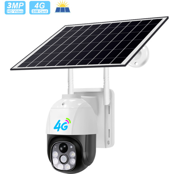 Techsuit - Outdoor Solar Camera (VC9-4G) - Full HD, Night Vision, Motion Detection, Alarm, Sim Card, Waterproof - White