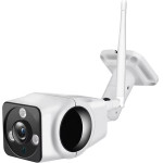 Techsuit - Outdoor Wi-Fi Camera (K5) - 3MP, Nigh Vision, 360� Fisheye Lens, Waterproof, V380 PRO App - White