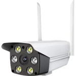 Techsuit - Outdoor Wi-Fi Camera (K6) - 1080P, Infrared, Motion Detection, 2 Way Audio, Alarm Push, IP66, V380 PRO App - White