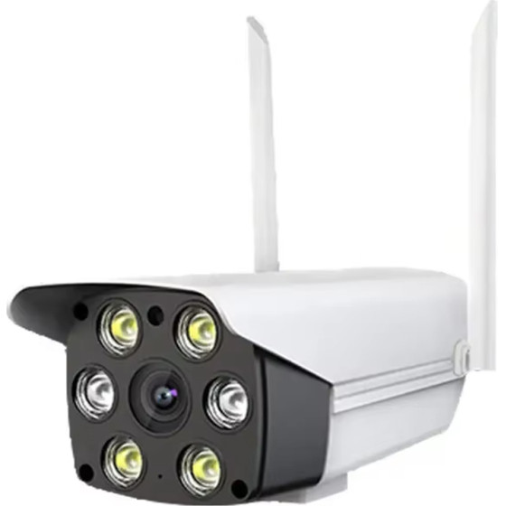 Techsuit - Outdoor Wi-Fi Camera (K6) - 1080P, Infrared, Motion Detection, 2 Way Audio, Alarm Push, IP66, V380 PRO App - White