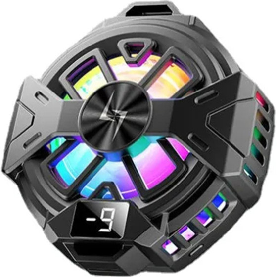 Techsuit - Phone Cooler - Magnetic, RGB Lights, Temperature Display, Low Noise, Two Speeds, for iOS and Android - Black - (P60)