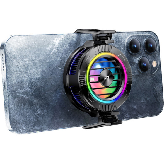Techsuit - Phone Cooler - Magnetic, with RGB Lights, Detachable Clip, for iOS and Android - Black - (P66)