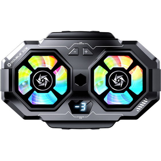 Techsuit - Phone Cooler - Twin Turbine, with LED Digital Display, RGB Lights, Gear Button, Fast Cooling - Black - (SL22)